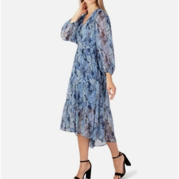 NEW Joie Maxi Dress Size XXL Blue Green Parisian Paisley Tiered - Picture 1 of 8